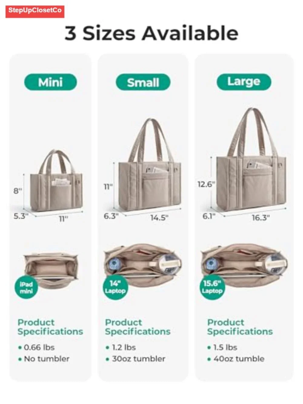 Quilted Tote Bag for Women, 20L Large Work Bag with Laptop Compartment,
